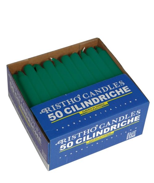 Candele cilindriche Ø 2,1 cm h. 21 cm 50 pezzi - Verde scuro