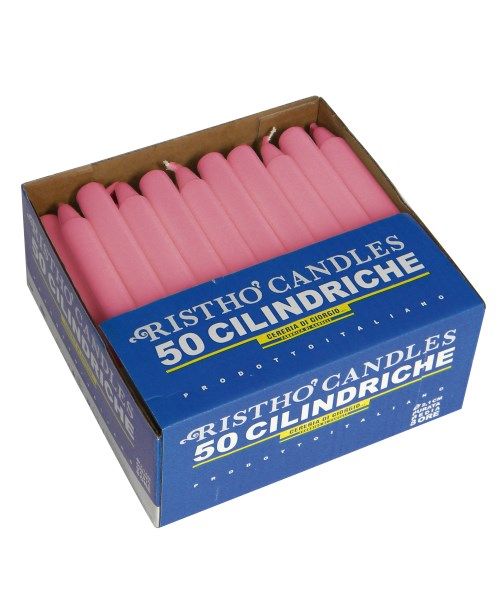 Candele cilindriche Ø 2,1 cm h. 21 cm 50 pezzi - Rosa antico