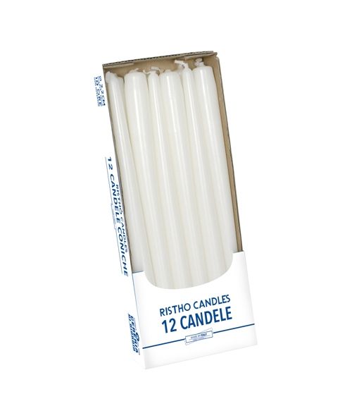 Candele coniche Ø 2,2 cm h. 30 cm 12 pezzi - Bianco