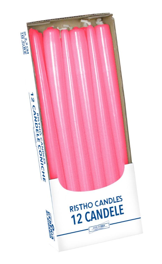 Candele coniche Ø 2,2 cm h. 30 cm 12 pezzi - Fucsia