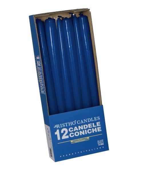 Candele coniche Ø 2,2 cm h. 30 cm 12 pezzi - Blu notte
