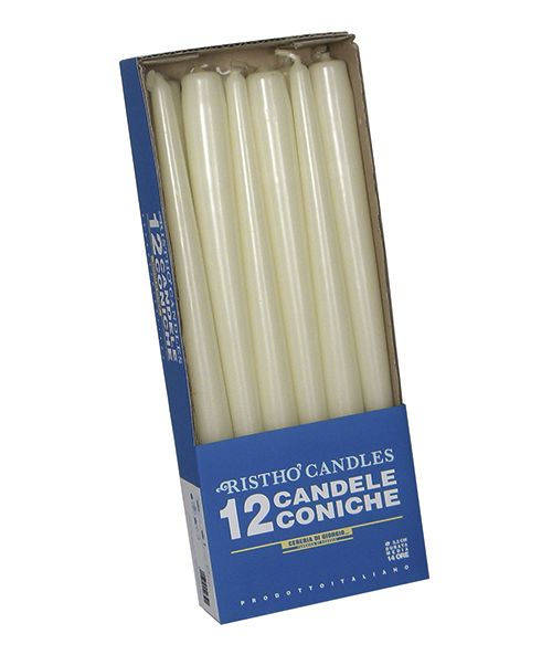 Candele coniche Ø 2,2 cm h. 30 cm 12 pezzi - Panna