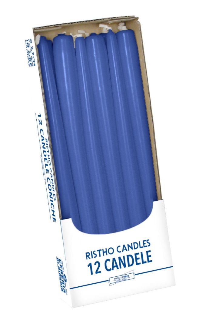 Candele coniche Ø 2,2 cm h. 30 cm 12 pezzi - Blu Dusk