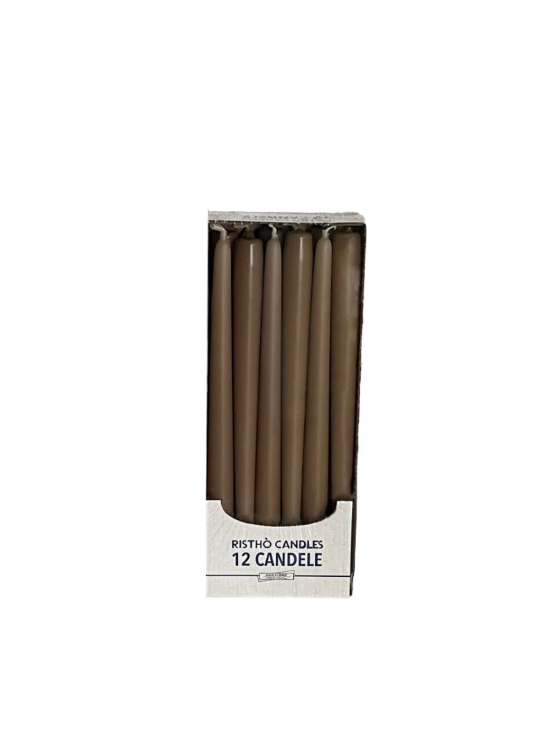 Candele coniche Ø 2,2 cm h. 30 cm 12 pezzi - Tortora