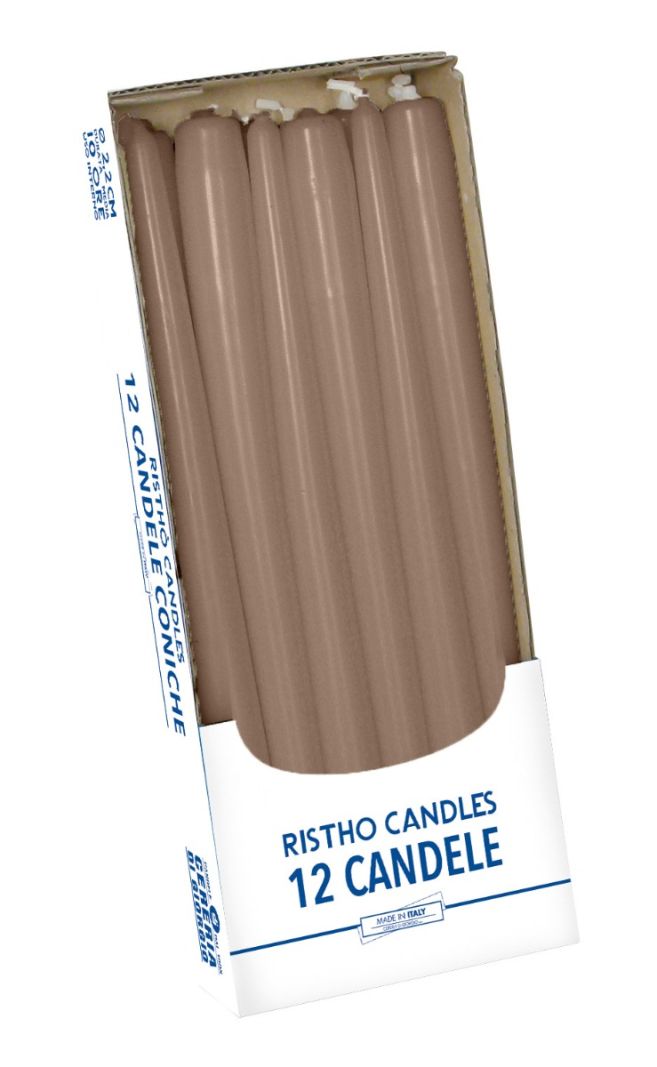 Candele coniche Ø 2,2 cm h. 30 cm 12 pezzi - Mocha Mousse