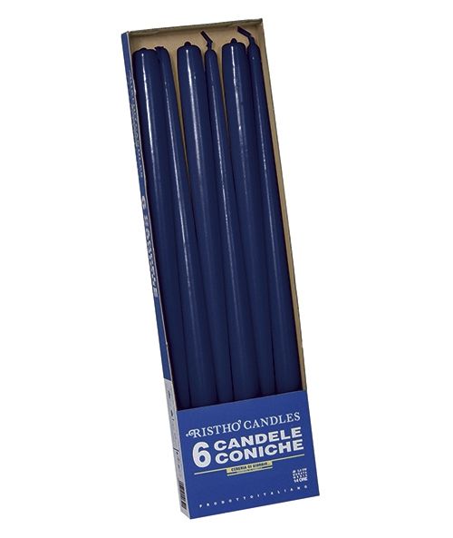 Candele coniche Ø 2,2 cm h. 40 cm 6 pezzi – Blu Notte