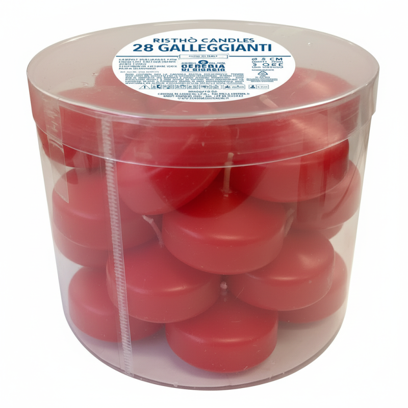 Candele galleggianti Ø 5 cm h. 3 cm 28 pezzi - Rosso