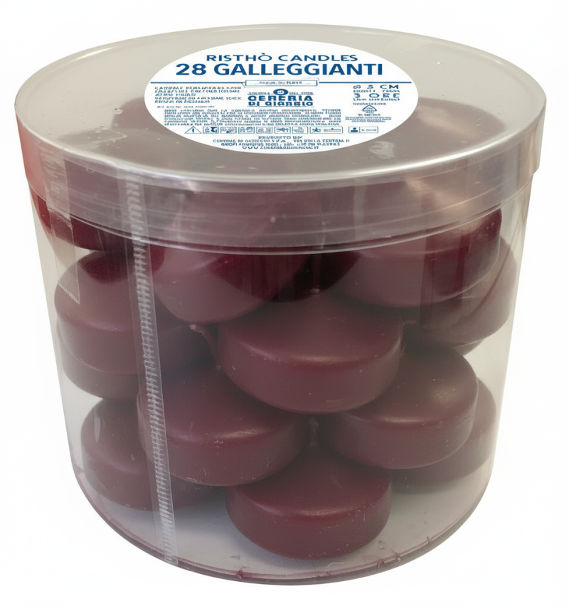 Candele galleggianti Ø 5 cm h. 3 cm 28 pezzi - Bordeaux