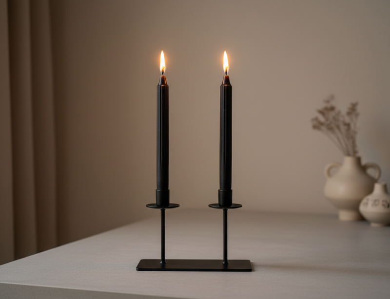 Candele Doriche Ø 2,2 cm h. 25 cm 2 pezzi - Nero