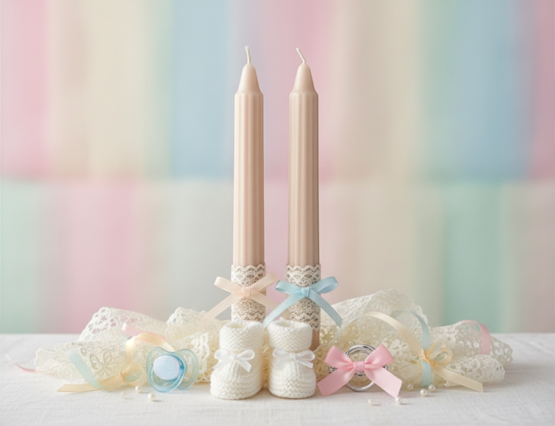 Candele Doriche Ø 2,2 cm h. 25 cm 2 pezzi - Cipria