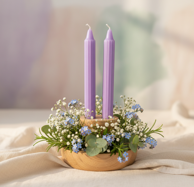 Candele Doriche Ø 2,2 cm h. 25 cm 2 pezzi - Viola Polvere