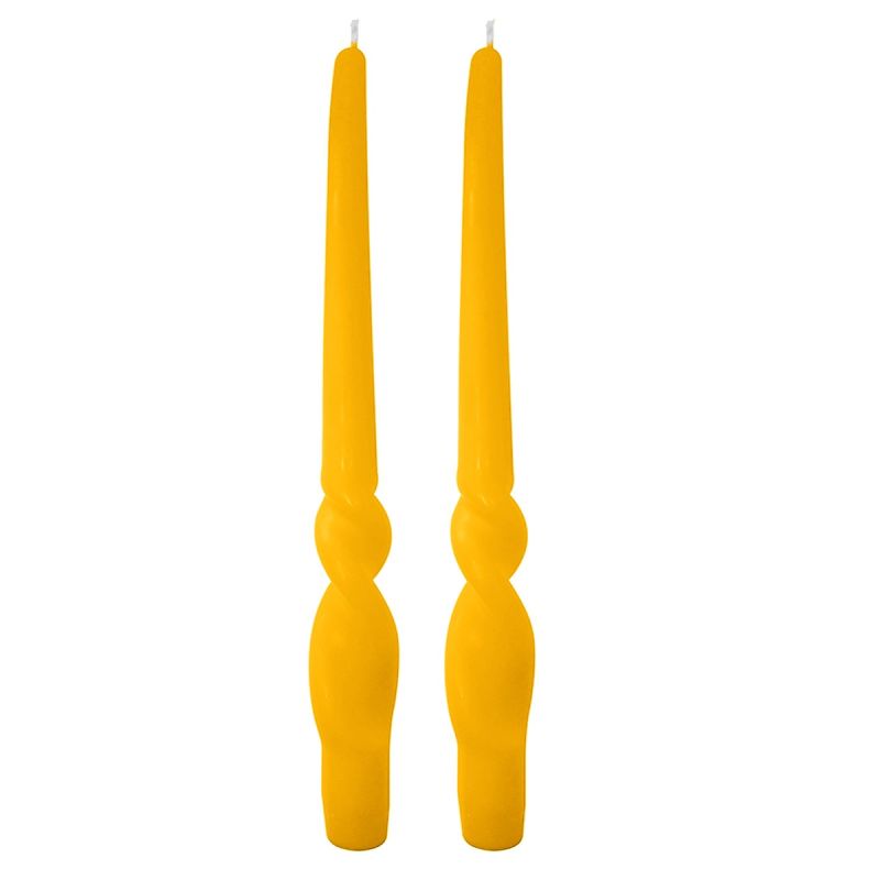 Set da 4 candele artigianali con spirale Voluta - Altezza 30 cm - Senape