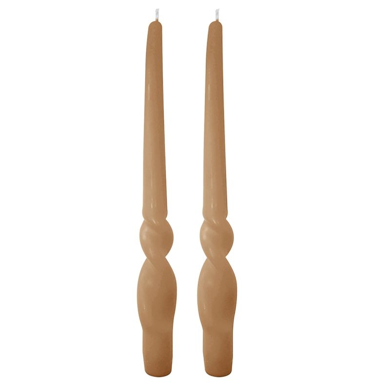 Set da 4 candele artigianali con spirale Voluta - Altezza 30 cm - Mocha Mousse