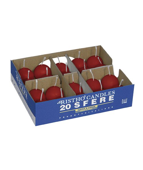 Candele sfera Ø 3 cm 20 pezzi - Rosso