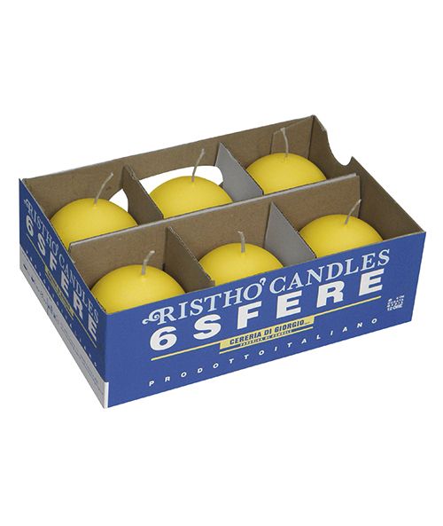 Candele sfera Ø 6 cm 6 pezzi - Giallo