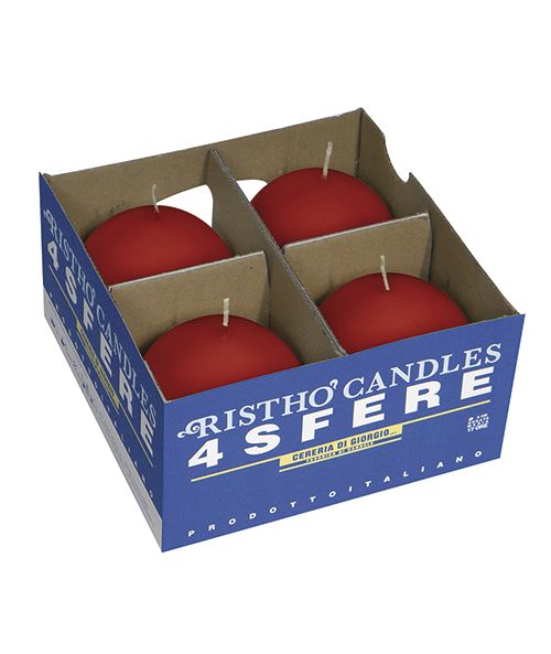 Candele sfera Ø 8 cm 4 pezzi - Rosso