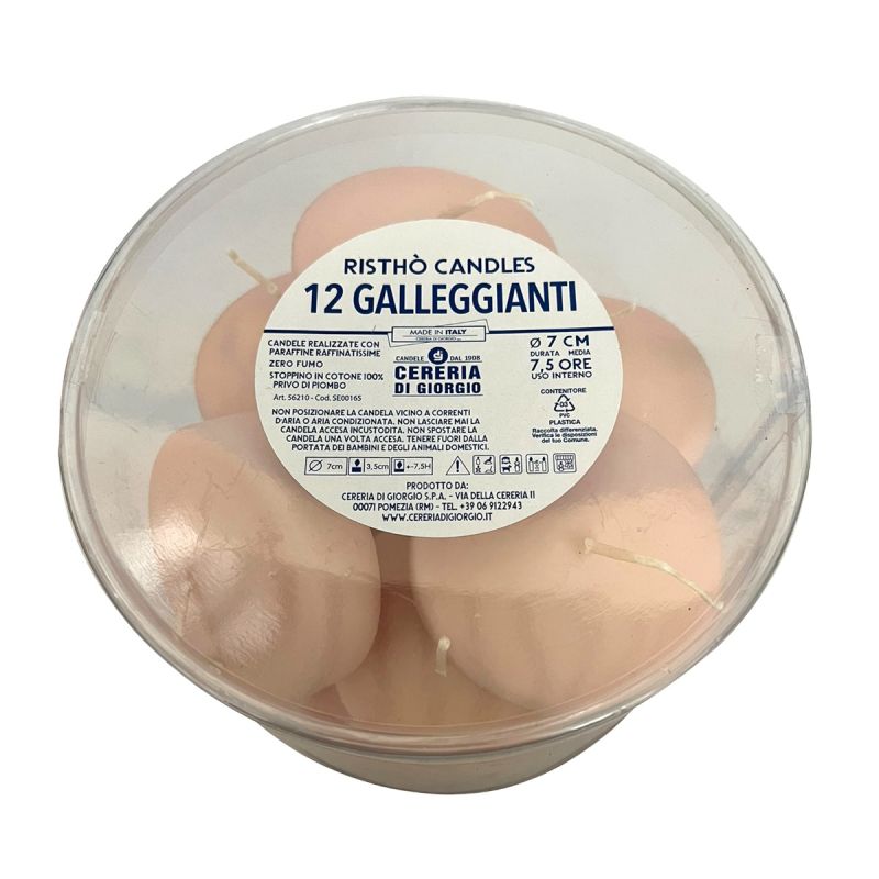 Candele galleggianti Ø 7 cm h. 1,5 cm 12 pezzi - Cipria