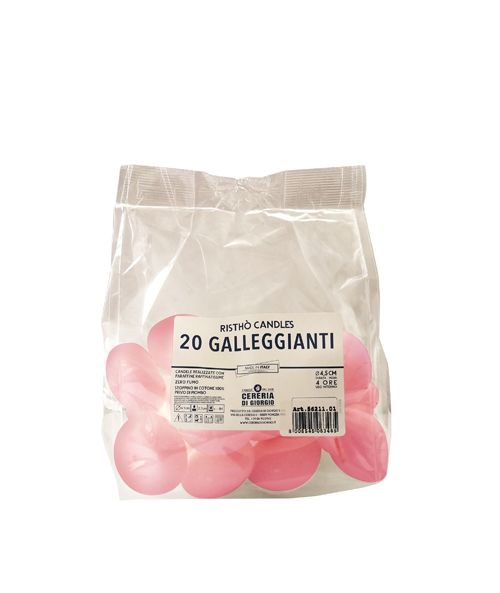 Candele galleggianti Ø 4,5 cm h. 2,7 cm 20 pezzi - Rosa Bebè