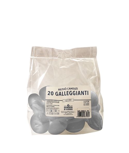 Candele galleggianti Ø 4,5 cm h. 2,7 cm 20 pezzi - Grigio Perla