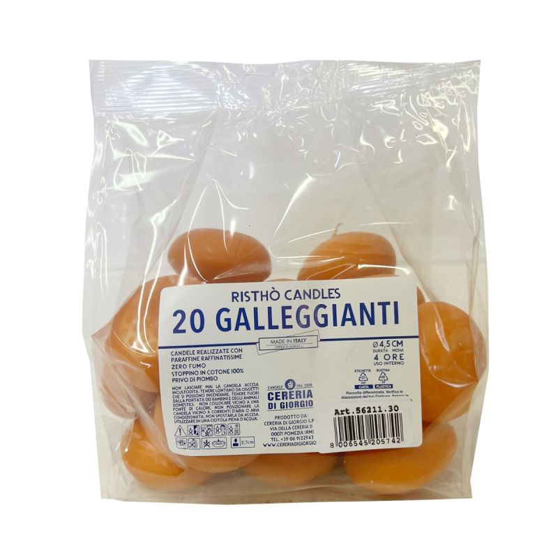 Candele galleggianti Ø 4,5 cm h. 2,7 cm 20 pezzi - Terracotta