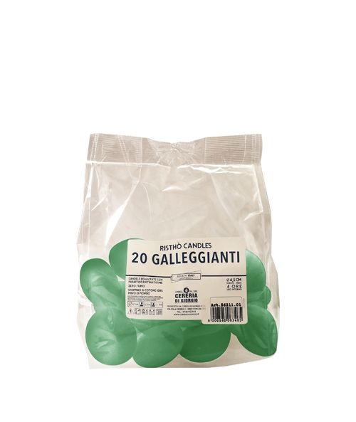Candele galleggianti Ø 4,5 cm h. 2,7 cm 20 pezzi - Verde Muschio