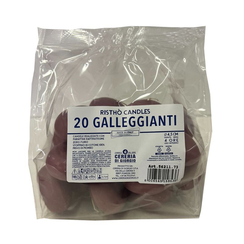 Candele galleggianti Ø 4,5 cm h. 2,7 cm 20 pezzi - Prugna
