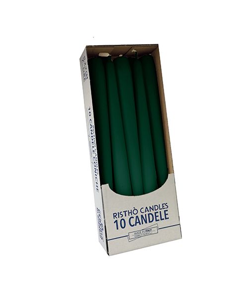 Candele coniche Ø 2,2 cm h. 25 cm 10 pezzi - Verde Scuro