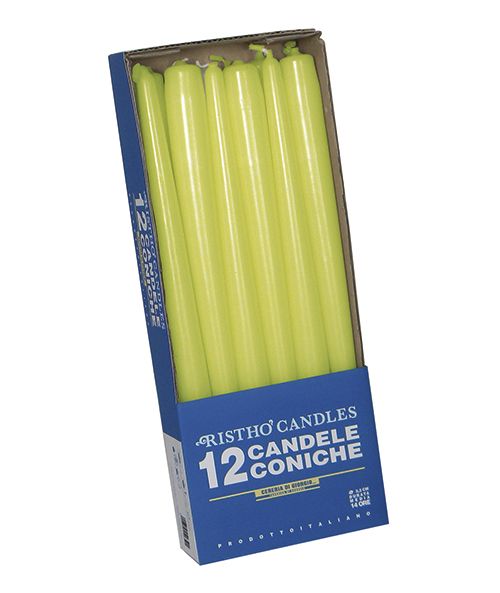 Candele coniche Ø 2,2 cm h. 25 cm 10 pezzi - Verde Pop