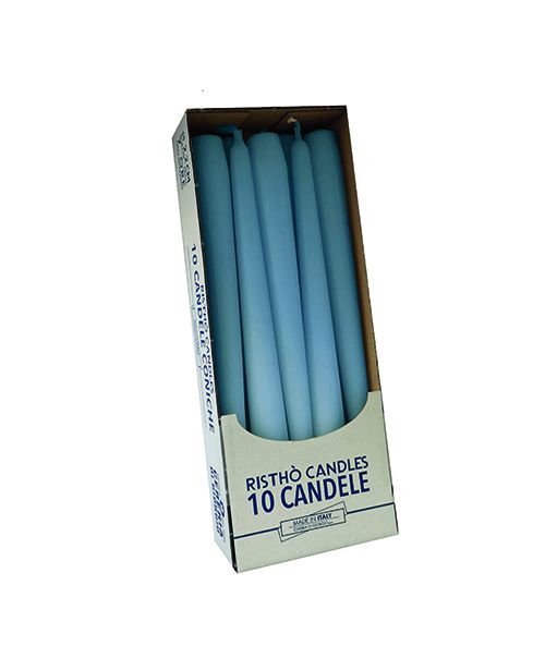 Candele coniche Ø 2,2 cm h. 25 cm 10 pezzi - Dusty Blue