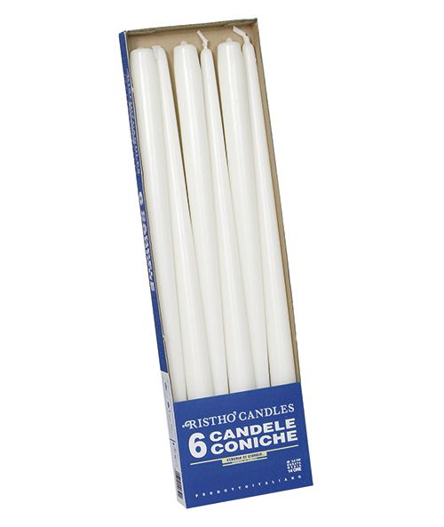 Candele coniche Ø 2,2 cm h. 40 cm 6 pezzi - Bianco