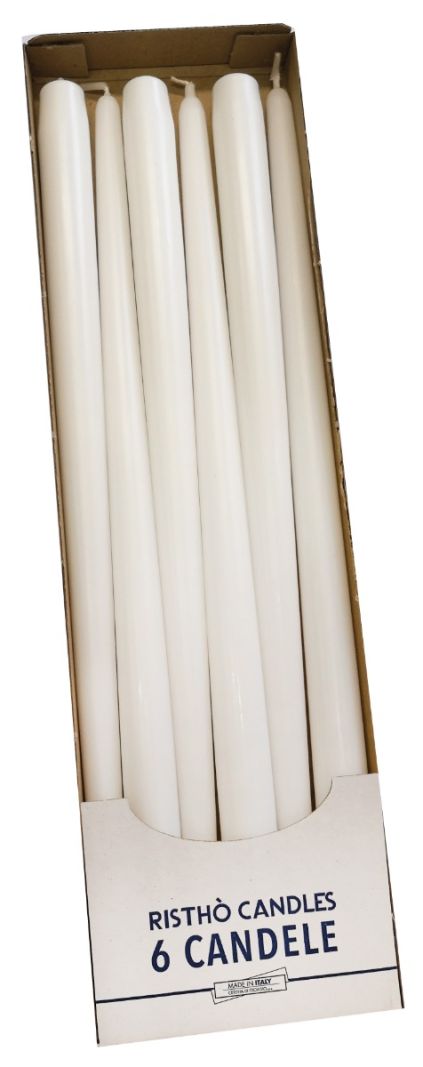 Candele coniche Ø 2,2 cm h. 40 cm 6 pezzi - Bianco