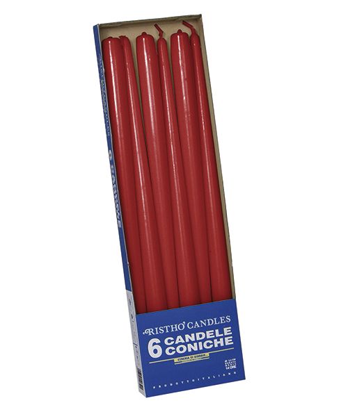 Candele coniche Ø 2,2 cm h. 40 cm 6 pezzi - Rosso