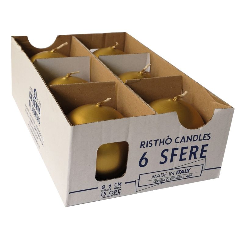 Candele sfera Ø 6 cm 6 pezzi - Oro