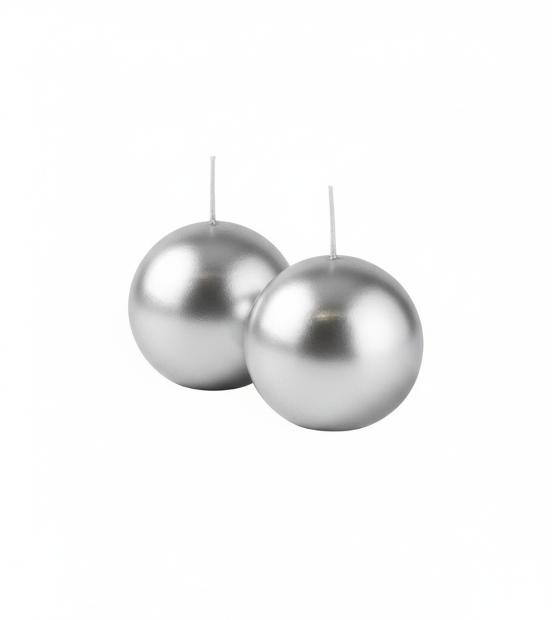 Candele sfera Ø 6 cm 6 pezzi - Argento