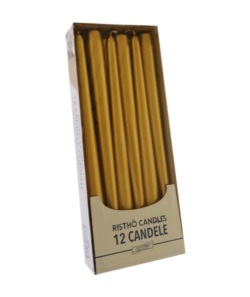 Candele coniche Ø 2,2 cm h. 30 cm 12 pezzi - Oro