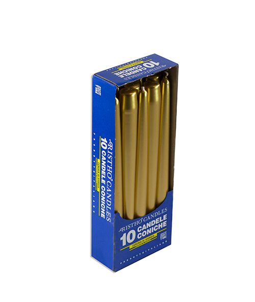 Candele coniche Ø 2,2 cm h. 25 cm 10 pezzi - Oro