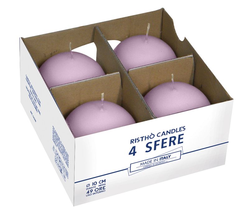 Candele sfera Ø 10 cm 4 pezzi - Viola chiaro