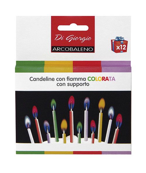 Candeline di compleanno con fiamma colorata e con supporto