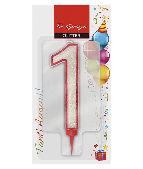 Candela di compleanno Gigante con glitter numero 1