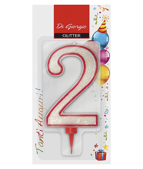 Candela di compleanno Gigante con glitter numero 2