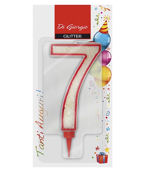 Candela di compleanno Gigante con glitter numero 7