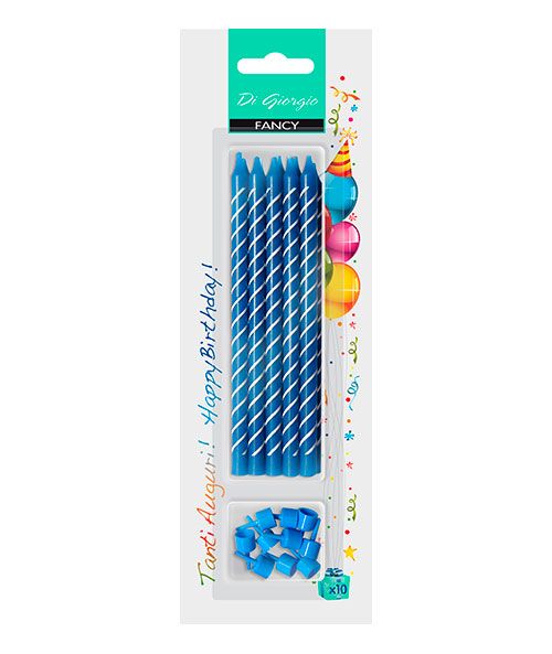 Candele di compleanno giganti a righe oblique - Azzurro