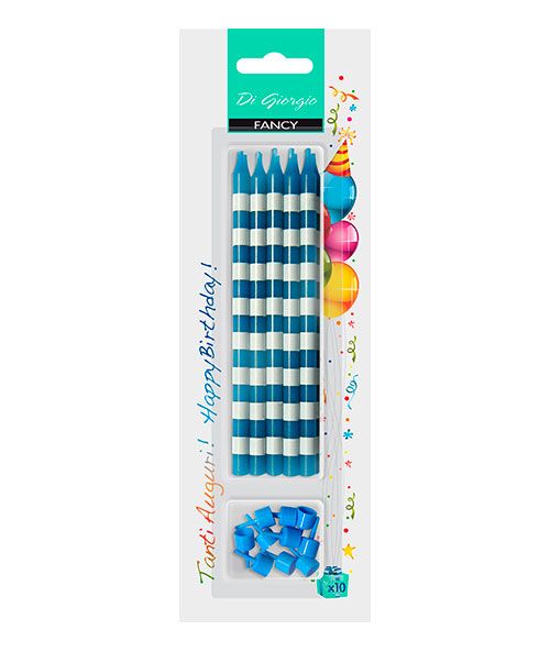 Candele di compleanno giganti a righe - Azzurro