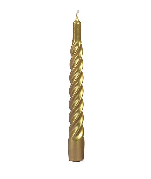 Candele laccate tortiglione Ø 2,2 cm h. 21 cm 3 pezzi - Oro