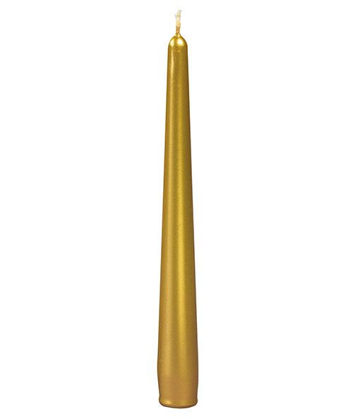 Candele laccate coniche Ø 2,2 cm h. 21 cm 3 pezzi - Oro