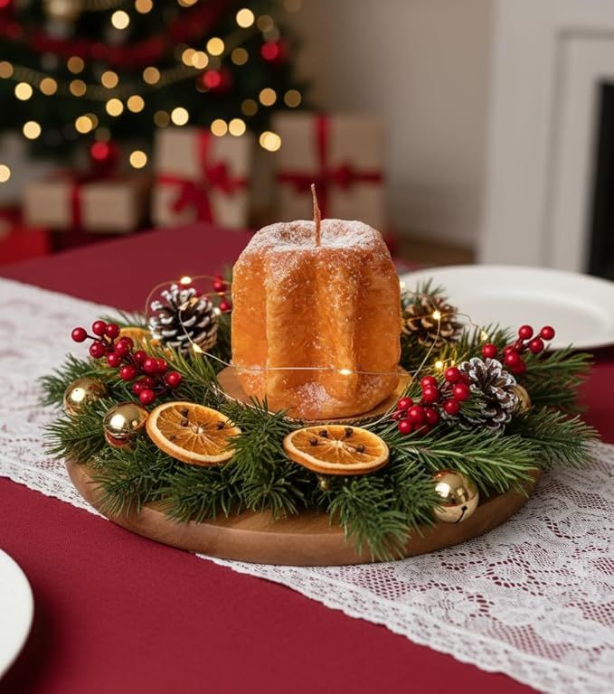 Candela a Forma di Pandoro - Color Caramello - Idea Regalo