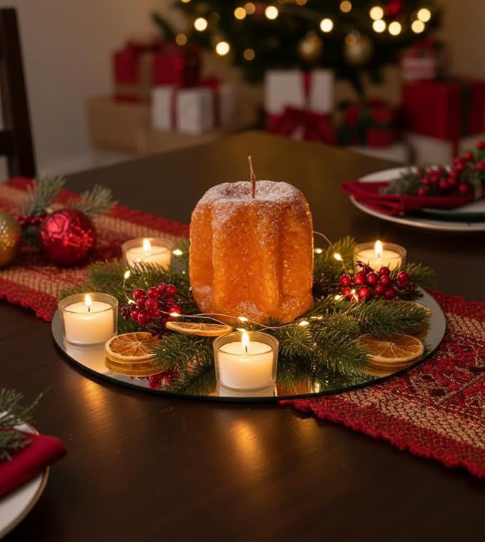 Candela a Forma di Pandoro - Color Caramello - Idea Regalo