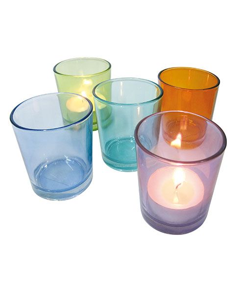 Bicchierino porta tealight in vetro colorato - Colori assortiti