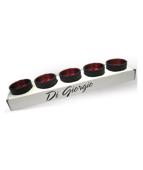 Porta tealight in vetro nero e interno a specchio - Rosso