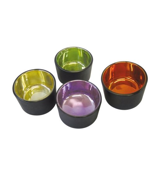 Porta tealight in vetro nero e interno a specchio - Colori assortiti